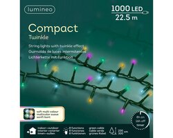 Lumineo compact twinkel verlichting 1000 led-22,5 m soft multi color-groen - afbeelding 1