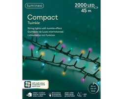 Lumineo compact twinkel verlichting 2000 led-45 m soft multi color-groen - afbeelding 1