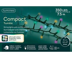 Lumineo compact twinkel verlichting 350 led-7,5 m soft multi color-groen - afbeelding 1