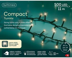 Lumineo compact twinkel verlichting 500 led-11 m warm wit-groen - afbeelding 1