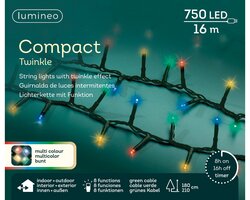Lumineo compact twinkel verlichting 750 led-16 m multi color-groen - afbeelding 1