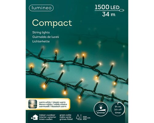 Lumineo compact verlichting 1500 led-34 m warm wit/klassiek warm-groen - afbeelding 1