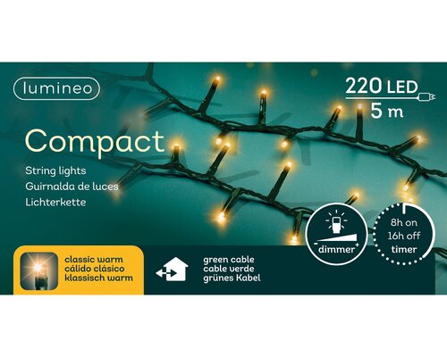 Lumineo compact verlichting 220 led-5 m klassiek warm-groen - afbeelding 1