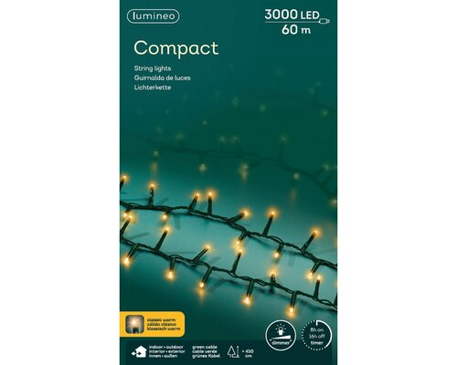 Lumineo compact verlichting 3000 led-60 m klassiek warm-groen - afbeelding 1