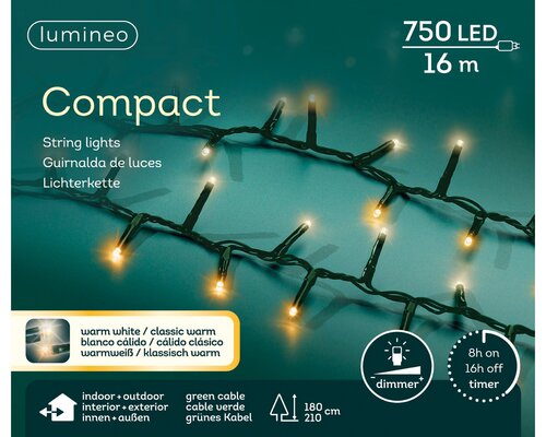 Lumineo compact verlichting 750 led-16 m klassiek warm-warm wit-groen - afbeelding 1