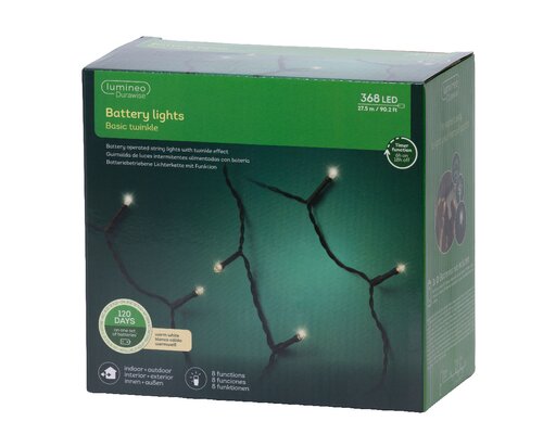 Lumineo durawise basic twinkel verlichting 368 led-27,5 m warm wit-zwart - afbeelding 1