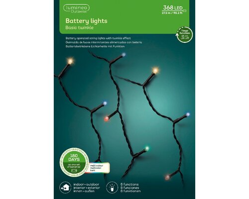 Lumineo durawise basic twinkel verlichting 368 led-27,5 m multi collor-zwart - afbeelding 1