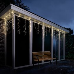Lumineo Icicle compact twinkel 256 led-3,75 m warm wit-wit - afbeelding 3