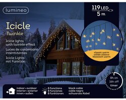 Lumineo Icicle twinkel 119 led-5 m klassiek warm-zwart - afbeelding 1