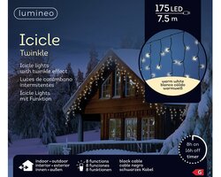 Lumineo Icicle twinkel 175 led-7,5 m warm wit-zwart - afbeelding 1