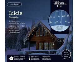 Lumineo Icicle twinkel 259 led-11 m koel wit-wit - afbeelding 1