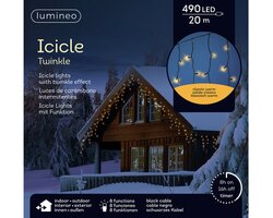 Lumineo Icicle twinkel 490 led-20 m klassiek warm-zwart - afbeelding 1