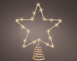 Lumineo kerstster piek goud 20 led lampjes-h27cm klassiek warm - afbeelding 2