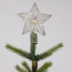 Lumineo kerstster piek zilver 12 led lampjes-h25cm warm wit - afbeelding 3