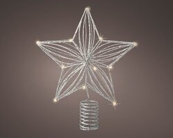Lumineo kerstster piek zilver 12 led lampjes-h25cm warm wit - afbeelding 2