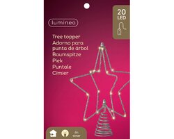 Lumineo kerstster piek zilver 20 led lampjes-h25cm warm wit - afbeelding 1