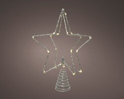 Lumineo kerstster piek zilver 20 led lampjes-h25cm warm wit - afbeelding 2