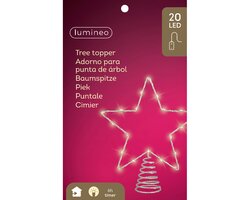 Lumineo kerstster piek zilver 20 led lampjes-h27cm warm wit - afbeelding 1