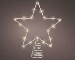 Lumineo kerstster piek zilver 20 led lampjes-h27cm warm wit - afbeelding 2