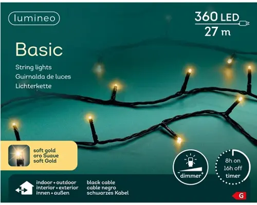 Lumineo Led basic 2700cm360l zwart/soft gold - afbeelding 1