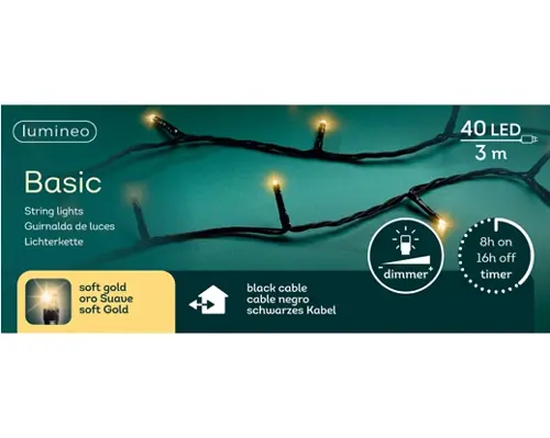 Lumineo Led basic 300cm-40l zwart/soft gold - afbeelding 1