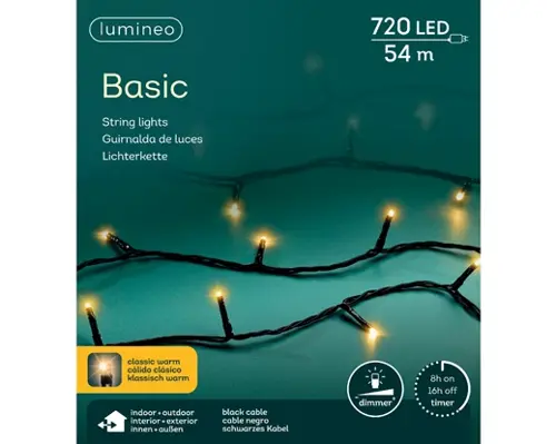 Lumineo LED Basic Lights 720 lampjes Zwart/Klassiek Warm - afbeelding 1