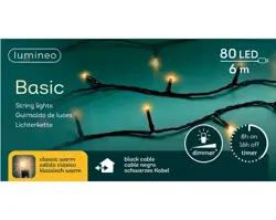 Lumineo LED Basic Lights 80 lampjes Zwart/Klassiek Warm - afbeelding 1