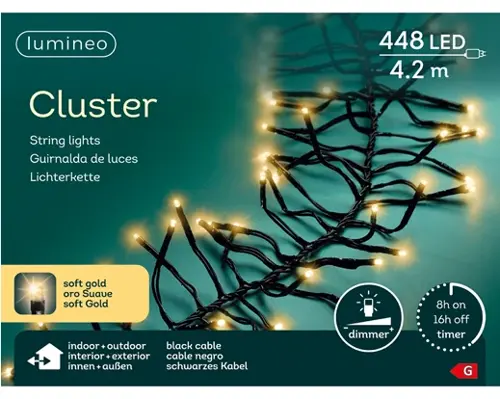 Lumineo Led cluster 420cm-448l zwart/soft gold - afbeelding 1