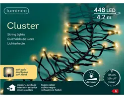 Lumineo Led cluster 420cm-448l zwart/soft gold - afbeelding 1