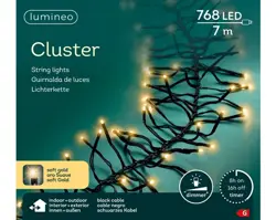 Lumineo Led cluster 7m-768l zwart/soft gold - afbeelding 1