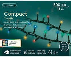 Lumineo compact twinkel verlichting 500 led-11 m multi color-groen - afbeelding 1