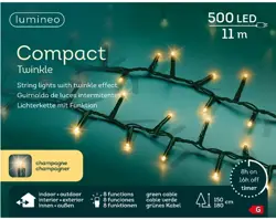 Lumineo Led compact twinkle 1100cm-500l groen/soft gold - afbeelding 1