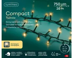 Lumineo Led compact twinkle 1600cm-750l groen/soft gold - afbeelding 1