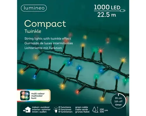 Lumineo Led compact twinkle l2250cm-1000l groen/multi - afbeelding 1