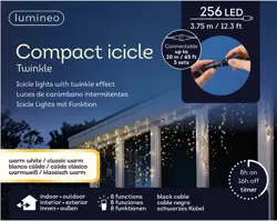 Lumineo Led icicle compact l375h80 zwart/warm wit/klassiek warm - afbeelding 1