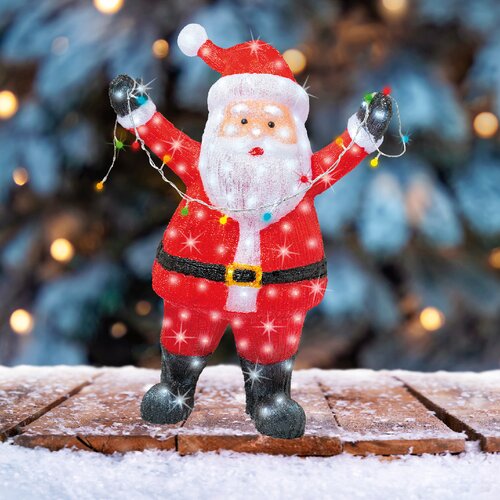 Lumineo LED kerstman acryl santa flashing effect buiten L.34cm x W.61cm x H.88cm - afbeelding 1