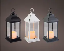Lumineo LED lantaarn plastic fire flame effect BO binnen 3ass - afbeelding 1