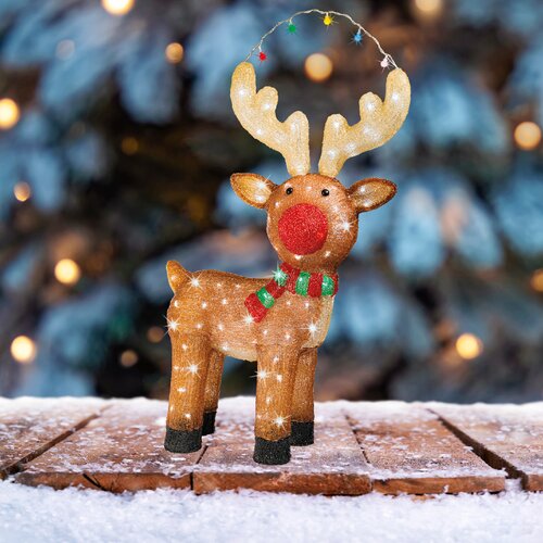 Lumineo LED rendier acryl reindeer flashing effect buiten L.27cm x W.61cm x H.85cm - afbeelding 1