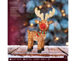 Lumineo LED rendier acryl reindeer flashing effect buiten L.27cm x W.61cm x H.85cm - afbeelding 2