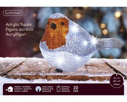 Lumineo LED roodborstje acryl robin steady BO buiten - afbeelding 2
