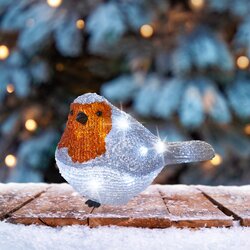 Lumineo LED roodborstje acryl robin steady BO buiten L.11cm x W.21cm x H.14cm - afbeelding 1
