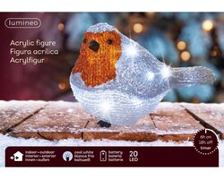 Lumineo LED roodborstje acryl robin steady BO buiten L.11cm x W.21cm x H.14cm - afbeelding 2