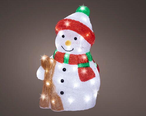 Lumineo LED sneeuwpop acryl steady buiten L.20cm x W.25cm x H.38cm - afbeelding 1