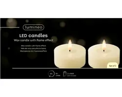 Lumineo LED theelicht wax fire flame effect binnen - afbeelding 2