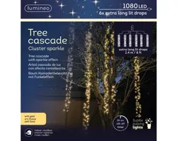 Lumineo Ledcascade cluster sparkle 2.4m-1080l zwart/soft gold - afbeelding 1