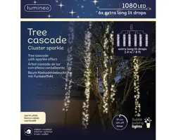 Lumineo Ledcascade cluster sparkle 240cm1080l zwart/warm wit - afbeelding 1