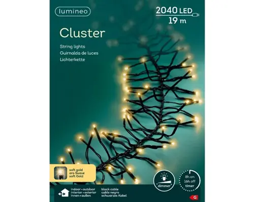 Lumineo Ledcluster 1900cm2040l zwart/soft gold - afbeelding 1