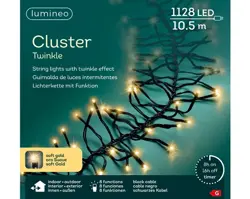 Lumineo Ledcluster twinkle 1050cm1128l zwart/soft gold - afbeelding 1