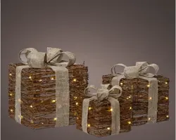 Lumineo Micro LED giftbox rotan steady binnen - afbeelding 1
