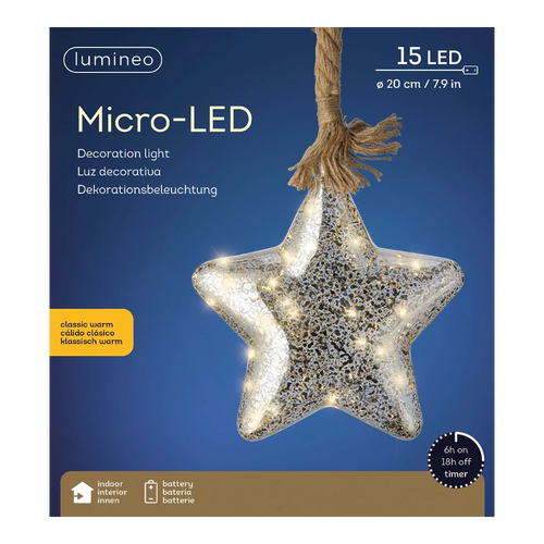 Lumineo Microled touw d20cm-15l w.wit bo
